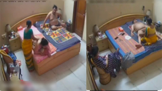 Maid Aunty Doing Handjob For Husband And Massage For Wife